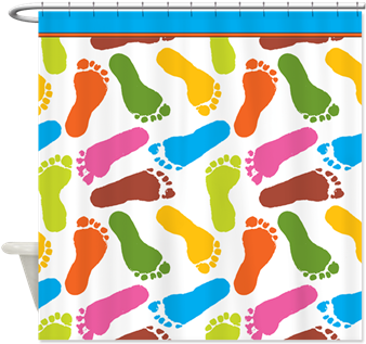 Colorful Footprints On White Shower Curtain Great For - Colorful Footprints On White Back Copy - Shower Curtains - Free Transparent PNG Clipart Images Download. - Summer Transparent PNG Free Download
