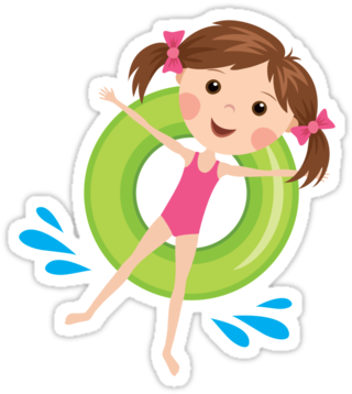 Cute Girl With Brown Hair On A Green Inflatable Ring - Party Favor - Free Transparent PNG Clipart Images Download. - Summer Transparent PNG Free Download