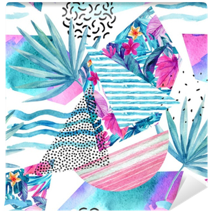 Watercolor Summer Background With Flowers, Fan Palm - Watercolor Painting Transparent PNG - 400x400 - Free Download on - Summer Transparent PNG Free Download