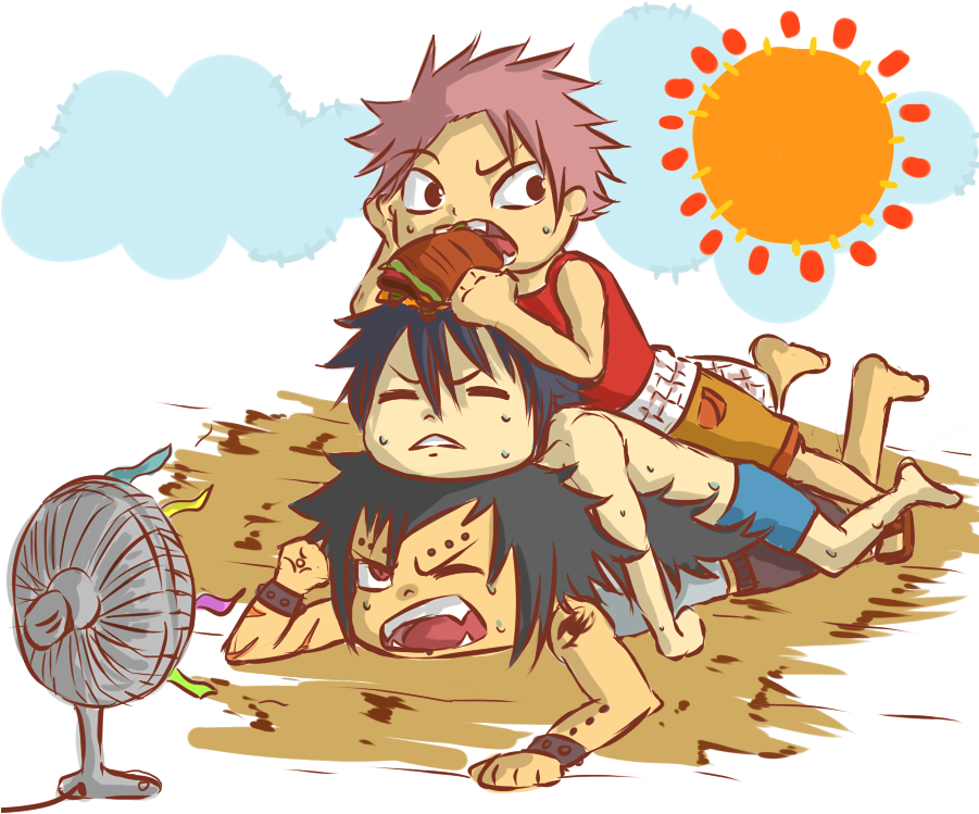 Fairy Tail Summer Fan - Natsu Gajeel And Gray Transparent PNG - 900x760 - Free Download on - Summer Transparent PNG Free Download