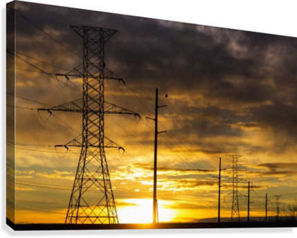 Silhouette Of Large Metal Powerline Towers With Colourful - Calgary Electric Towers Logo Transparent PNG - 429x344 - Free Download on - Sun Transparent PNG Free Download