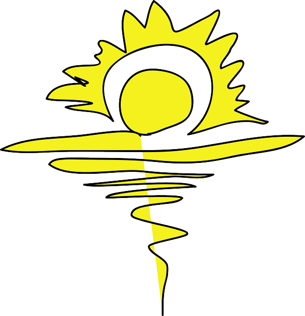 Free Water, Yellow, Drawing, Beach, Sun, Cartoon, Free - Summer Sunrise Clip Art - Free Transparent PNG Clipart Images Download. - Sun Transparent PNG Free Download
