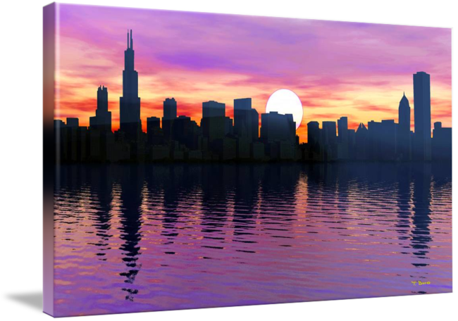 Clipart Free Stock Chicago Skyline Sunrise By Tony - Chicago Downtown Skyline Sun Rise Transparent PNG - 650x456 - Free Download on - Sun Transparent PNG Free Download