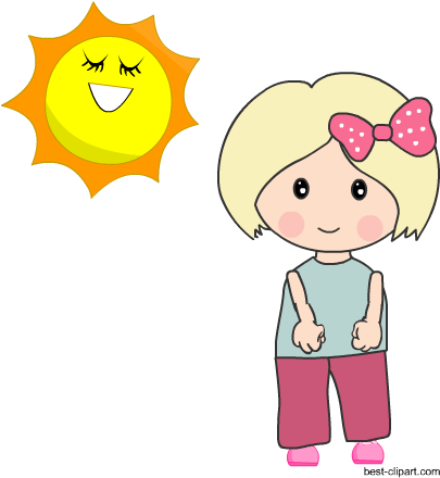 Cute Girl In The Sun Free Clip Art - Clip Art Transparent PNG - 450x450 - Free Download on - Sun Transparent PNG Free Download