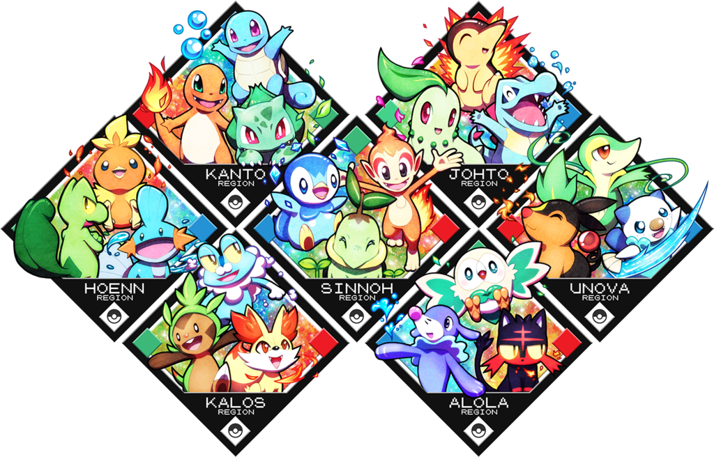 Kanto Region Tohto Region Hoenn Region Stnnoh Unova - Pokemon Sun And Moon Starter Split Evolution Transparent PNG - 1024x656 - Free Download on - Sun Transparent PNG Free Download