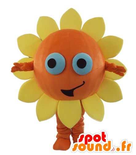 Orange And Yellow Flower Mascot, Sun, Cheerful - Goody-kun New Spotsound Masot Yuru-chara Green Tree - Free Transparent PNG Clipart Images Download. - Sun Transparent PNG Free Download