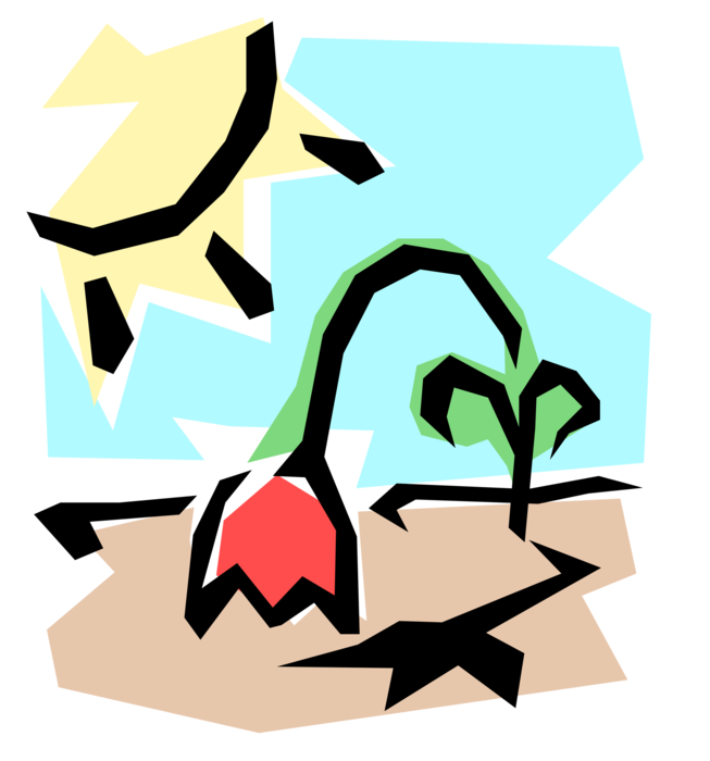 Sun-wilted Flower Royalty Free Vector Clip Art Illustration - Wilting Plant Clipart - Free Transparent PNG Clipart Images Download. - Sun Transparent PNG Free Download