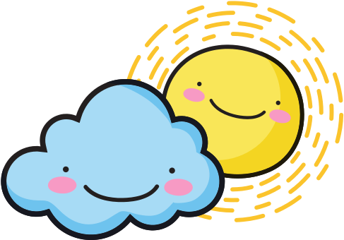 Happy Sun With Cloud Kawaii Natural Weather - Weather - Free Transparent PNG Clipart Images Download. - Sun Transparent PNG Free Download