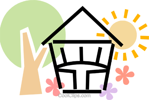House With Tree, Flowers And The Sun Royalty Free Vector - House With Tree, Flowers And The Sun Royalty Free Vector - Free Transparent PNG Clipart Images Download. - Sun Transparent PNG Free Download