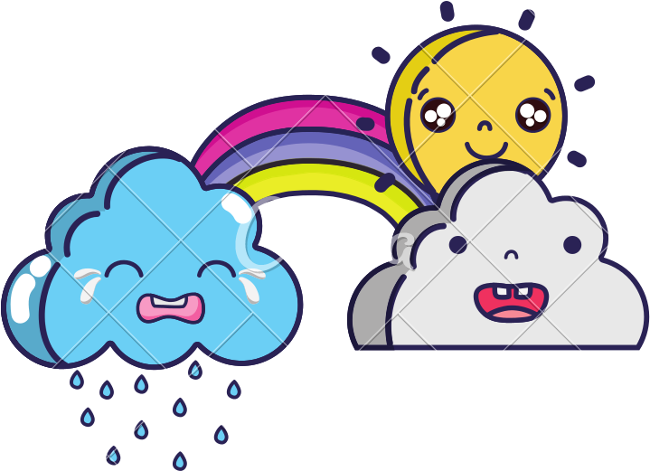 Cute Natural Weather Clouds With Sun And Rainbow Kawaii - Sun Rainbow Kawaii - Free Transparent PNG Clipart Images Download. - Sun Transparent PNG Free Download