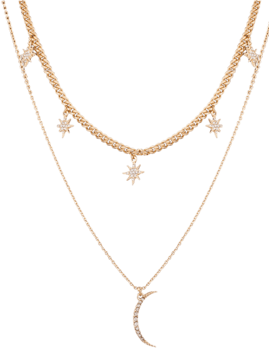 Rhinestone Moon Sun Layered Pendant Necklace Golden - Rhinestone Moon Sun Layered Pendant Necklace. Transparent PNG - 558x744 - Free Download on - Sun Transparent PNG Free Download