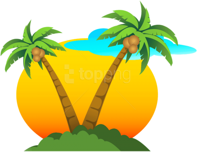 Free Png Download Palms And Sun Png Vector Clipart - Vacation Clipart Transparent Background - Free Transparent PNG Clipart Images Download. - Sun Transparent PNG Free Download