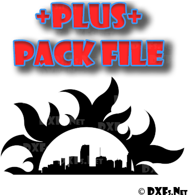 Dxf277-p Sun Cityscape Buildings Silhouette Modern - Autocad Dxf - Free Transparent PNG Clipart Images Download. - Sun Transparent PNG Free Download