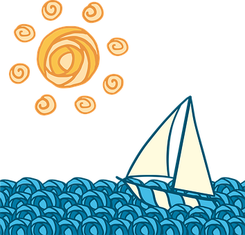 Sun Boat Wave Journey Blue Yellow Sailing - Boat On Wave Png - Free Transparent PNG Clipart Images Download. - Sun Transparent PNG Free Download