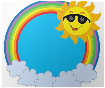 Poster Cartoon Sun Mit Sonnenbrille Im Regenbogenkreis - Cartoon Sun With Sunglasses - Free Transparent PNG Clipart Images Download. - Sun Transparent PNG Free Download