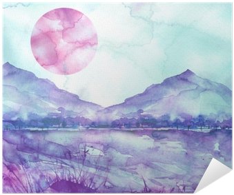 Watercolor Mountain Landscape, Blue, Purple Mountains, - Watercolor Mountains Transparent PNG - 400x400 - Free Download on - Sun Transparent PNG Free Download