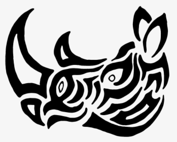 Transparent Rhino Clipart Black And White - Tribal Tattoo Rhino, HD Png Download - Tattoo Transparent PNG Free Download