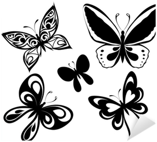 Set Black White Butterflies Of A Tattoo Sticker • Pixers® - Papillon En Noir Et Blanc - Free Transparent PNG Clipart Images Download. - Tattoo Transparent PNG Free Download