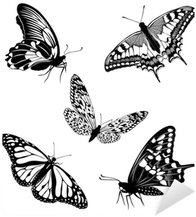 Set Black White Butterflies Of A Tattoo Sticker • Pixers® - Sommerfugle Tegninger Tattoo - Free Transparent PNG Clipart Images Download. - Tattoo Transparent PNG Free Download