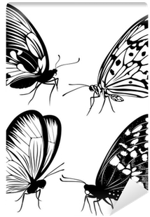Set Black White Butterflies Of A Tattoo Wall Mural - Tattoo Butterflies - Free Transparent PNG Clipart Images Download. - Tattoo Transparent PNG Free Download