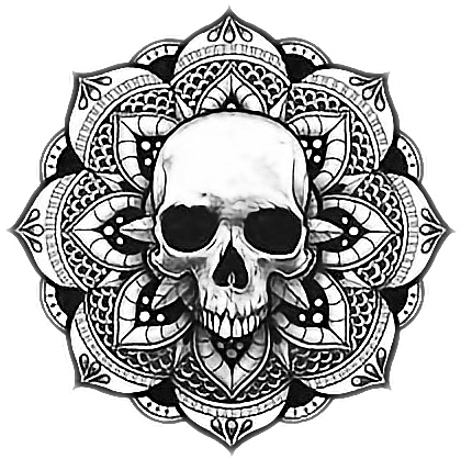 Blackandwhite Tattoo Tattooart Skull Skullmanda - Mandala Skull Tattoo Designs Transparent PNG - 420x418 - Free Download on - Tattoo Transparent PNG Free Download