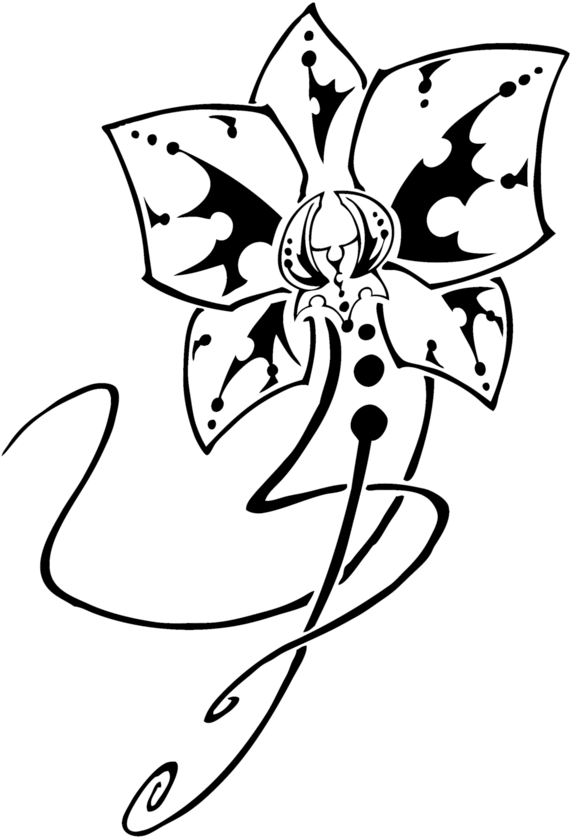 Orchid Tribal Image - Tribal Orchid Tattoo Designs - Free Transparent PNG Clipart Images Download. - Tattoo Transparent PNG Free Download
