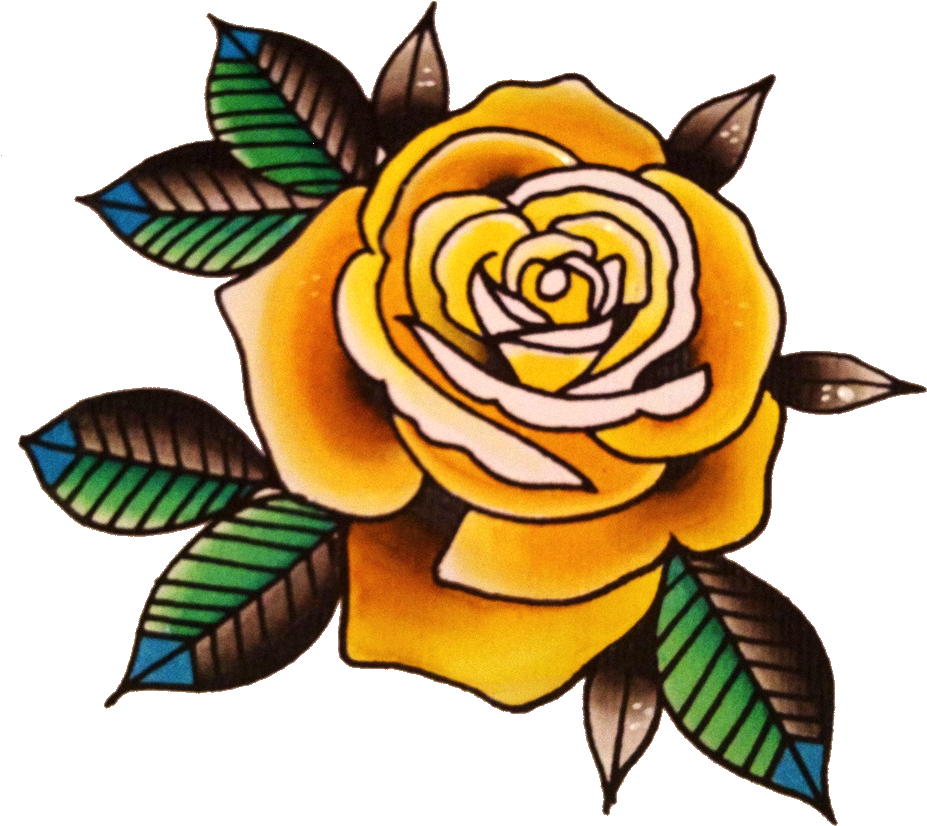 Yellow Rose Flower Free Png Transparent Images Free - Rose Tattoo Old School Png - Free Transparent PNG Clipart Images Download. - Tattoo Transparent PNG Free Download