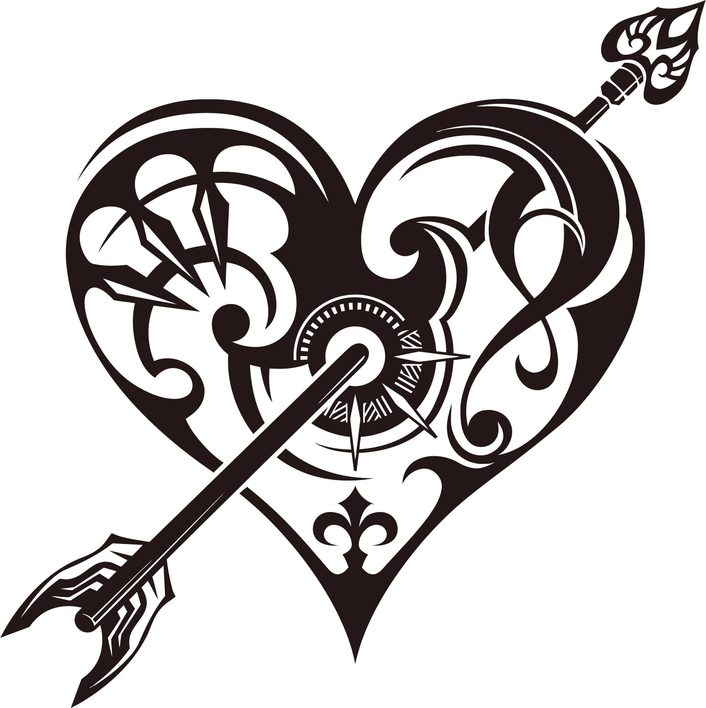 Tribal Heart With Arrow Clipart - Heart Tribal Tattoos Designs - Free Transparent PNG Clipart Images Download. - Tattoo Transparent PNG Free Download