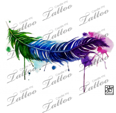 Marketplace Tattoo Water Color Feather Tattoo - Watercolor Feather Tattoo Drawings Transparent PNG - 400x400 - Free Download on - Tattoo Transparent PNG Free Download
