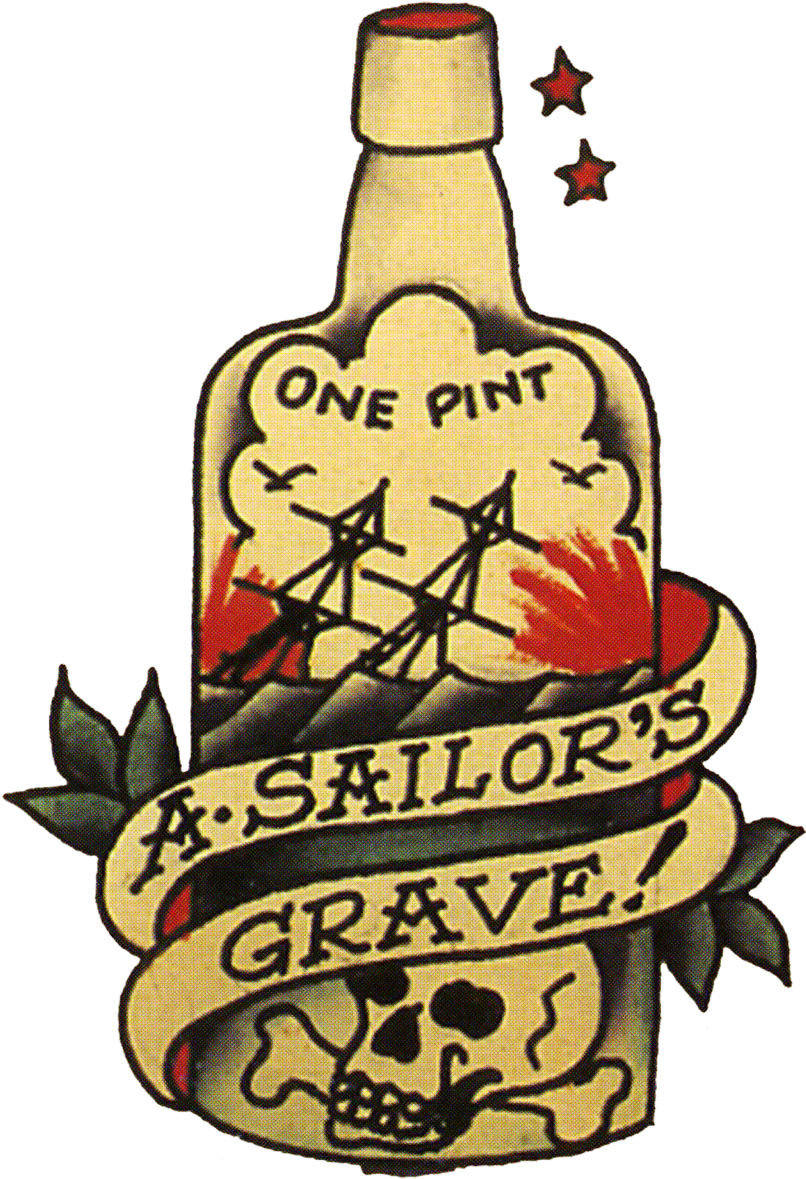 Sailor Jerry, Vintage, Tattoo, Aloha, A Sailors Ruin, - Sailor Jerry Bottle Tattoo - Free Transparent PNG Clipart Images Download. - Tattoo Transparent PNG Free Download