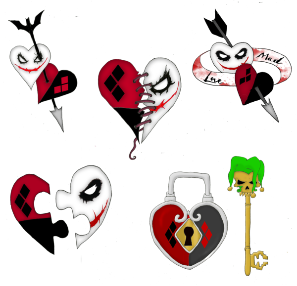 Mad Love Tattoo Design 2 By Little - His And Hers Harley And Joker Tattoos - Free Transparent PNG Clipart Images Download. - Tattoo Transparent PNG Free Download
