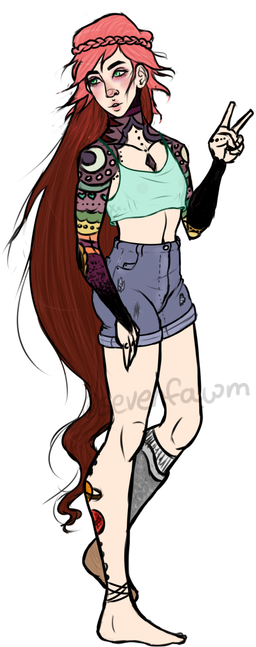 Tattoo Girl By Sevenfawm - Cartoon - Free Transparent PNG Clipart Images Download. - Tattoo Transparent PNG Free Download