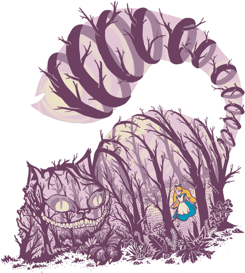 Limited Edition Cheap Daily T Shirts - Cheshire Cat With Alice Inside Tattoo - Free Transparent PNG Clipart Images Download. - Tattoo Transparent PNG Free Download
