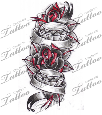 Rose Tattoo Clipart Banner - Tattoos With Roses With Banner - Free Transparent PNG Clipart Images Download. - Tattoo Transparent PNG Free Download