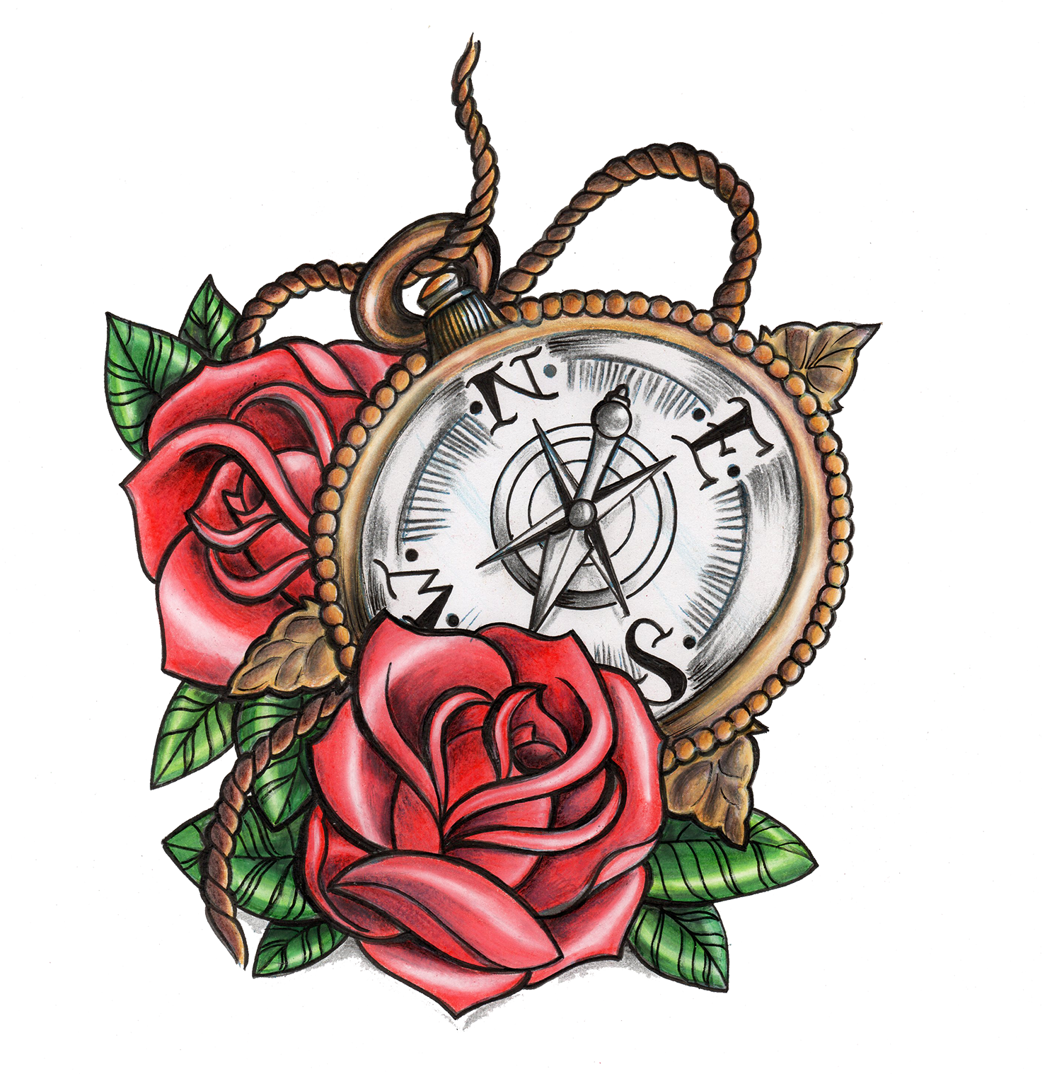 Tattoo Rose Old School Ancre Tatoo Antique Compass - Tattoo Old School Rose - Free Transparent PNG Clipart Images Download. - Tattoo Transparent PNG Free Download