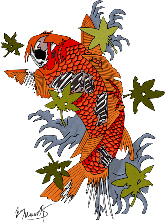 Zombie Koi By Purpleavatar On Deviantart - Koi Fish Tattoo Png - Free Transparent PNG Clipart Images Download. - Tattoo Transparent PNG Free Download