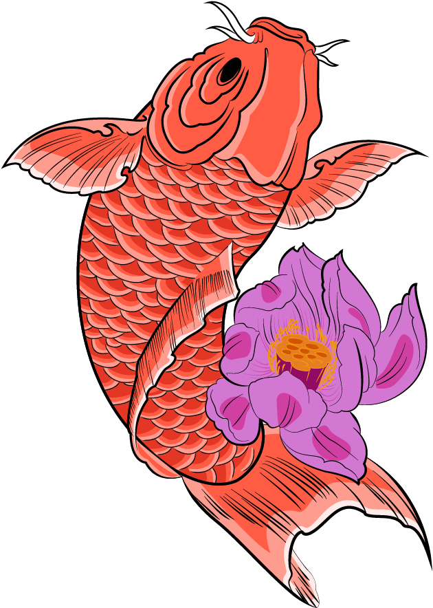 Carpe Koi Rouge Bondissante De Son Ruisseau, Entourée - Paradyse Tattoo - Tattoo Parlor And Body Piercing - Free Transparent PNG Clipart Images Download. - Tattoo Transparent PNG Free Download