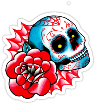 High Quality Blue Rose Related Stickers By Independent - Tattoo New School Png - Free Transparent PNG Clipart Images Download. - Tattoo Transparent PNG Free Download