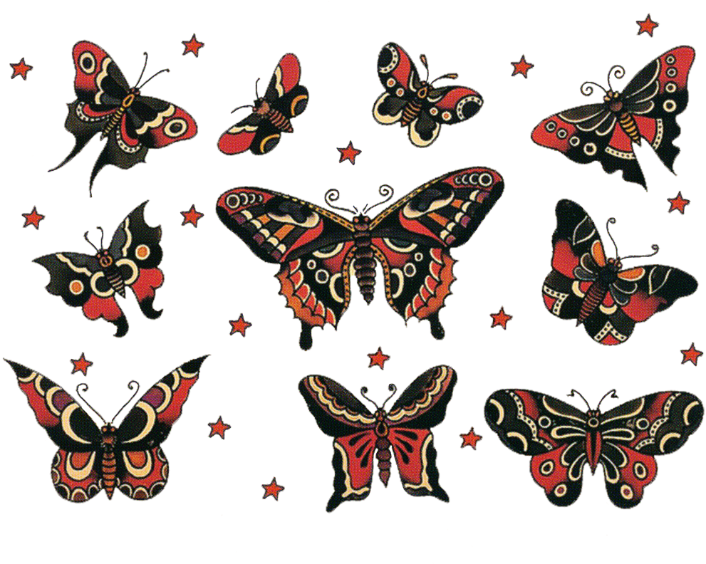 Image Result For Old School Traditional Butterfly Tattoo - Sailor Jerry Butterfly Tattoo - Free Transparent PNG Clipart Images Download. - Tattoo Transparent PNG Free Download