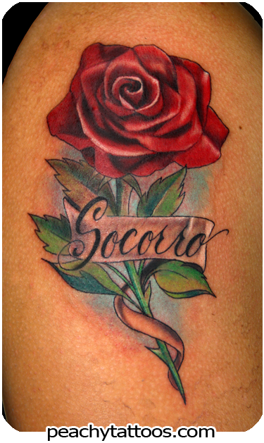 Faith And Mama Banner Nice Red Rose Old School Tattoo - Rose Tattoo Design With Name - Free Transparent PNG Clipart Images Download. - Tattoo Transparent PNG Free Download