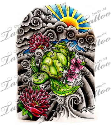 Marketplace Tattoo Japanese Half Sleeve - Japanese Turtle Tattoo Designs - Free Transparent PNG Clipart Images Download. - Tattoo Transparent PNG Free Download