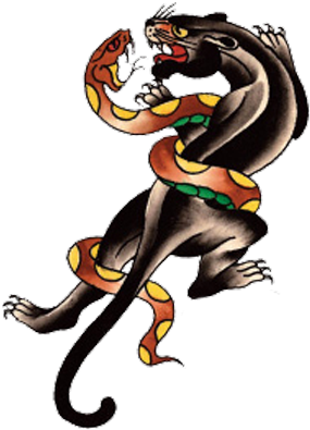 Panther Tattoos Designs- High Quality Photos And Flash - Black Panther And Snake Tattoo - Free Transparent PNG Clipart Images Download. - Tattoo Transparent PNG Free Download