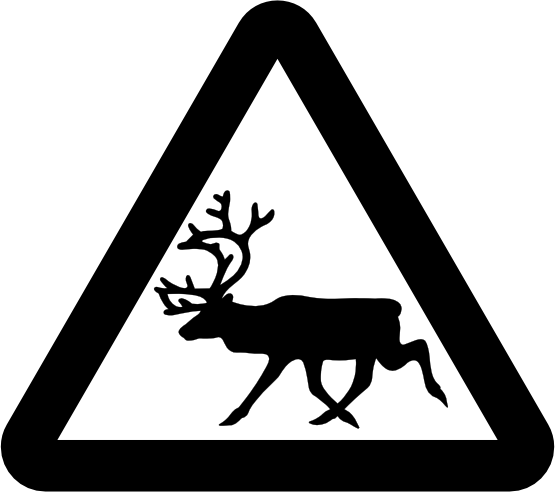 Warning Reindeer Roadsign Black White Line Art Tattoo - Road Sign Black And White - Free Transparent PNG Clipart Images Download. - Tattoo Transparent PNG Free Download