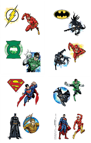 Justice League Party Tattoos - Justice League Tattoos - Set Of 16 Tattoos - Free Transparent PNG Clipart Images Download. - Tattoo Transparent PNG Free Download