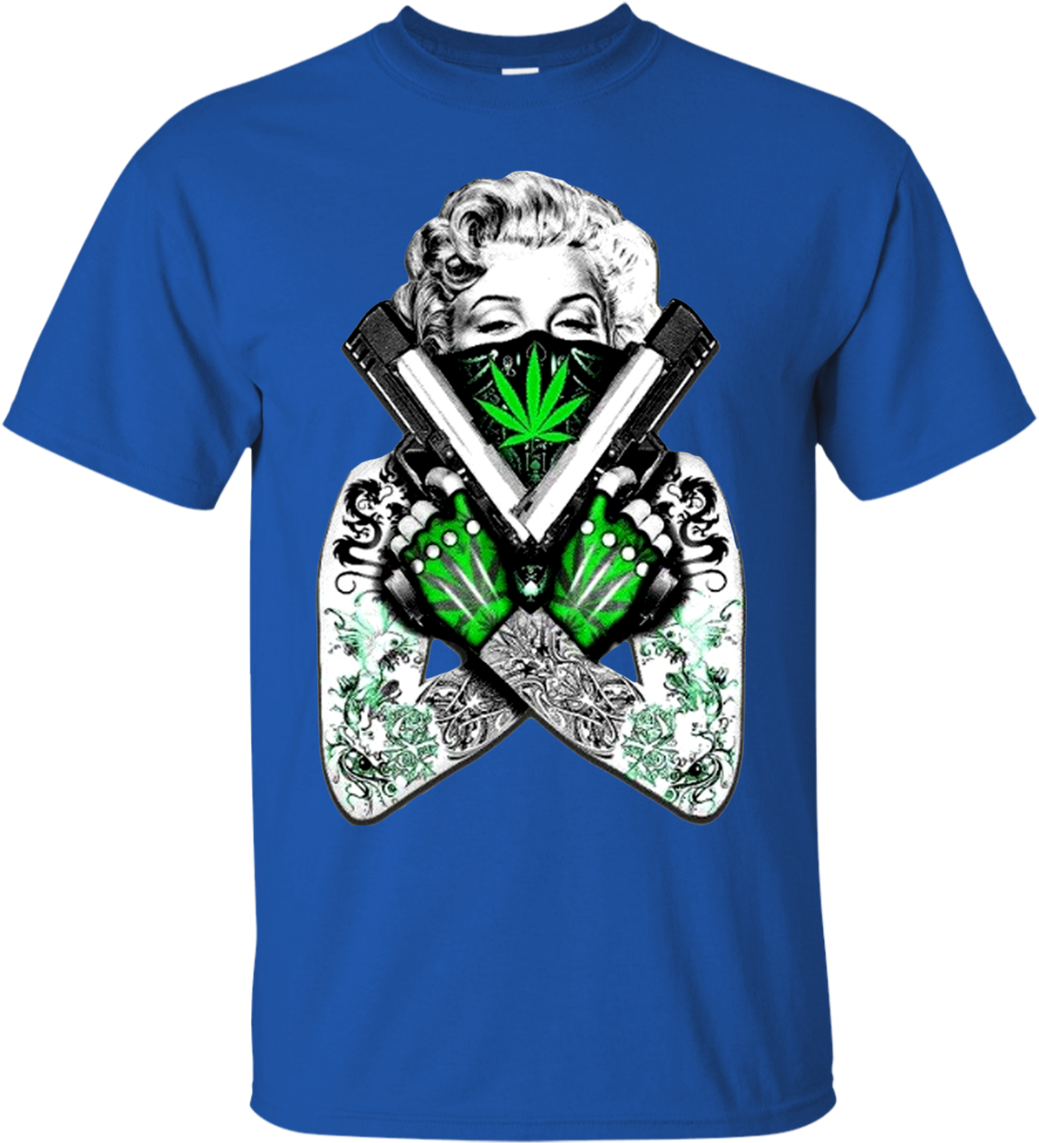 Tattooed Marilyn Death Anniversary Weed Bandana Shirt - Marilyn Monroe Guns Weed Transparent PNG - 1155x1155 - Free Download on - Tattoo Transparent PNG Free Download