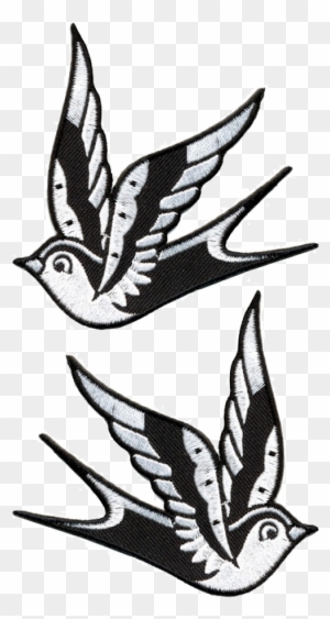 Sourpuss Clothing Sparrow Patches - Black And White Sparrows - Free Transparent PNG Clipart Images Download. - Tattoo Transparent PNG Free Download