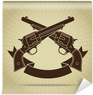 Vintage Crossed Pistols Silhouette Wall Mural • Pixers® - Crossed Guns Tattoo Transparent PNG - 400x400 - Free Download on - Tattoo Transparent PNG Free Download