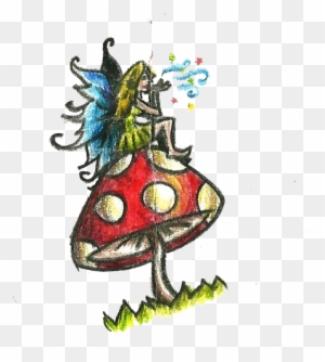 Awesome Fairy Girl Sitting On Mushroom Tattoo Design - Girl Sitting On Mushroom - Free Transparent PNG Clipart Images Download. - Tattoo Transparent PNG Free Download
