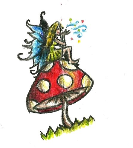 Awesome Fairy Girl Sitting On Mushroom Tattoo Design - Girl Sitting On Mushroom - Free Transparent PNG Clipart Images Download. - Tattoo Transparent PNG Free Download
