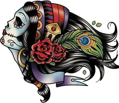 #vagabondco #tattoo #ink #rackie #tattoos #inked - Day Of The Dead Girl Profile Tattoo - Free Transparent PNG Clipart Images Download. - Tattoo Transparent PNG Free Download